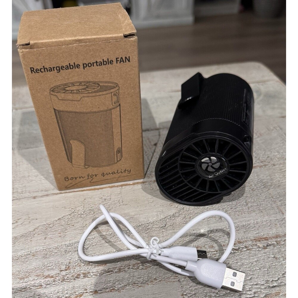 Rechargeable Mini USB Handheld Fan, Black, Portable Battery Powered, Plastic